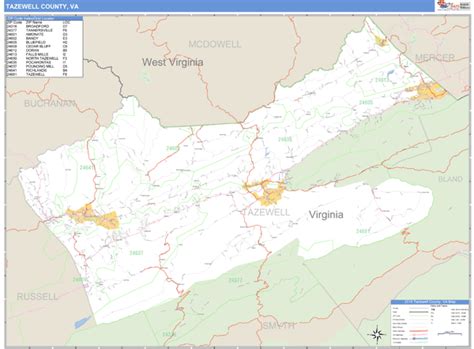 Tazewell County, Virginia Zip Code Wall Map | Maps.com.com