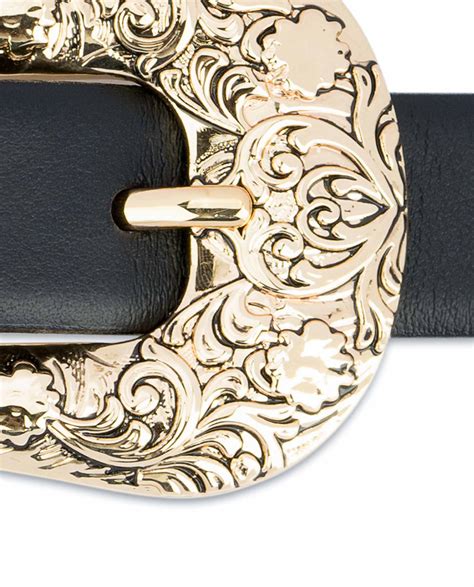 Buy Black Western Belt Womens | 1 inch Gold Buckle | LeatherBeltsOnline.com