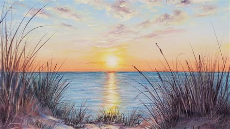 Sand Dunes Beach Sunset Seascape- Acrylic Painting LIVE Tutorial - YouTube