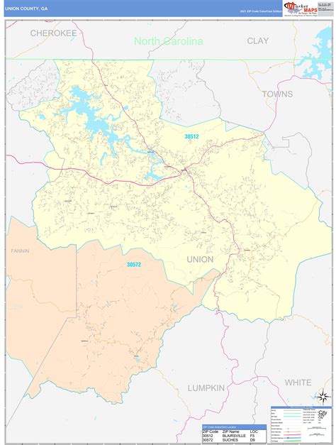 Union County, GA Wall Map Color Cast Style by MarketMAPS