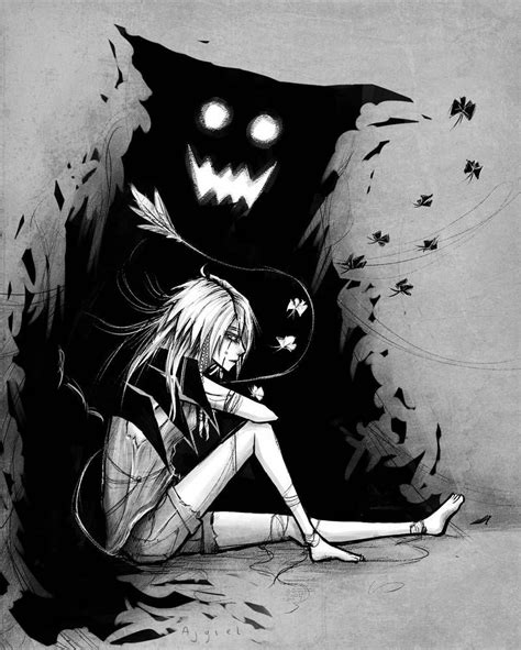 Not alone by Ajgiel Dark Drawings, Anime Girl Drawings, Arte Horror ...