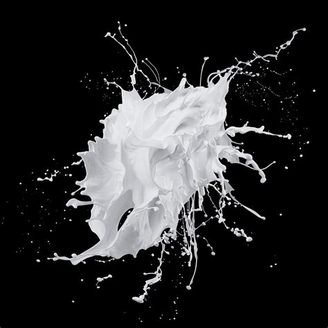 White Paint Splash On Black Background by Biwa Studio