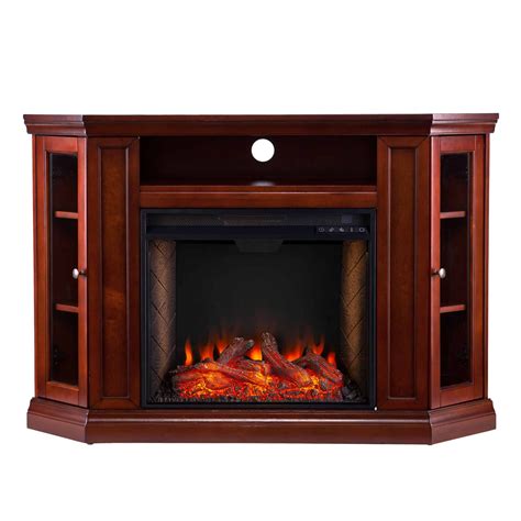 Silverado Smart Corner Fireplace w/ Storage – Brown Mahogany ...