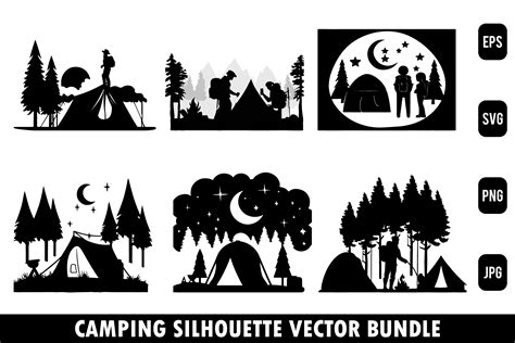 Camping Silhouette Bundle Camping Vector Graphic by Art Merch X ...