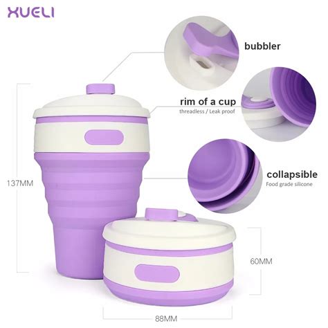 Reusable Silicone Collapsible Cup Portable Drinking Cup With Plastic ...