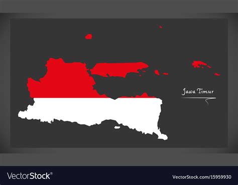 Jawa timur indonesia map with indonesian national Vector Image