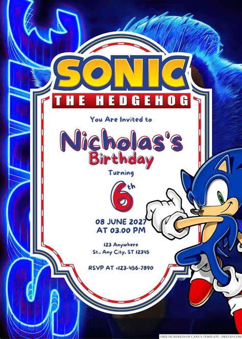 Free Editable Sonic the Hedgehog Birthday Invitation | Download ...