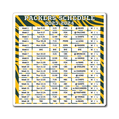 Green Bay Packers 2024-2024 Schedule - Taffy Federica