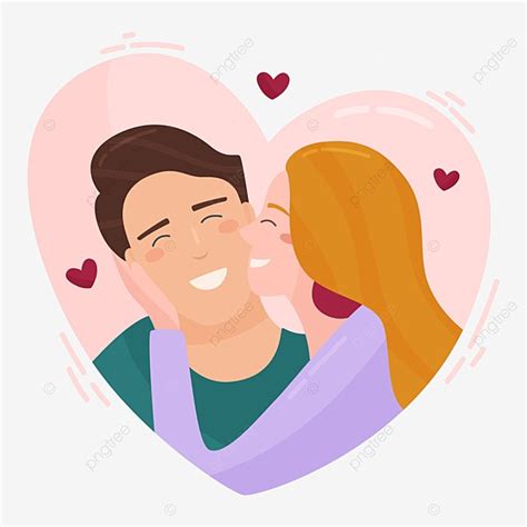 Cheek Kiss Clipart Vector, Cartoon Couple Kissing On Cheek, Cartoon ...