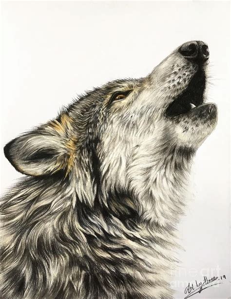 Howling Wolf Drawing - Howling Wolf by Art By Three Sarah Rebekah ...