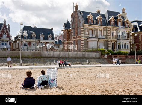 Houlgate Beach and typical house in Normandy houlgate city *** Plage et ...