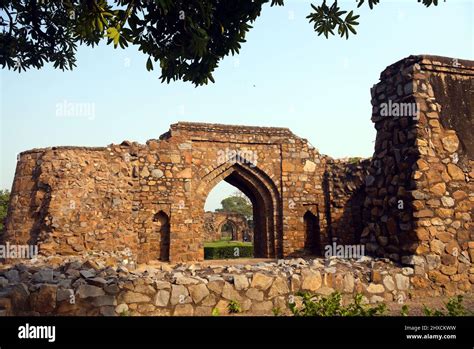 Ruins at Firoz Shah Kotla Fort in New Delhi, which was the citadel of ...