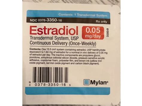 Estradiol Transdermal System USP Continuous Delivery 0.05 mg/day Mylan ...