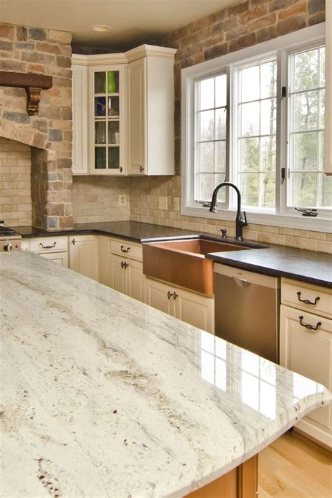 Cream Subway Style Backsplash Glacier White Granite Countertops ...