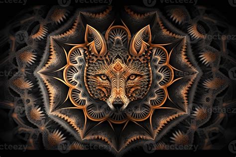 fox Animal mandala fractal illustration generative ai 23941236 Stock ...