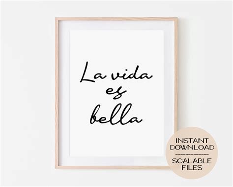 La Vida Es Bella Digital Printable Poster Print Wall Art Home - Etsy