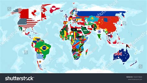 World Map Divided By Countries Flags: vector de stock (libre de ...