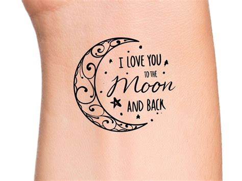 I Love You to the Moon and Back Temporary Tattoo / Crescent Moon Tattoo ...