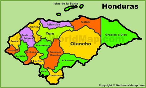 Administrative map of Honduras