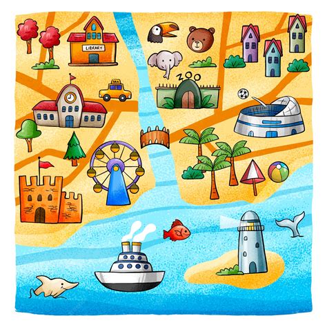 Premium Vector | Hand drawn town map illustration