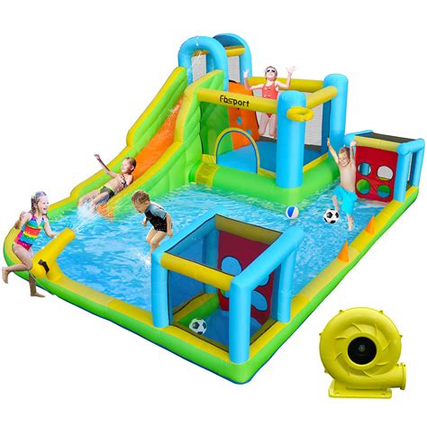 FBSPORT Inflatable Bounce House, 9 in 1 Water Slide with Blower, Bouncy ...