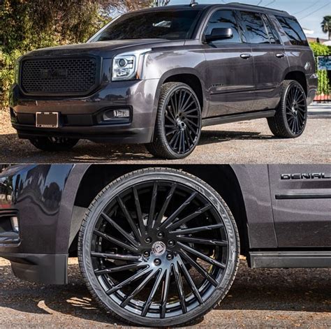 2018 Yukon Denali Black 24’ Lexani Wheels | Denali truck, Custom chevy ...