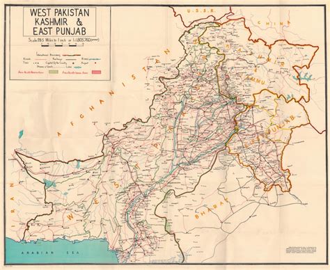 Map of West Pakistan, Kashmir, East Punjab and Rajisthan Showing ...