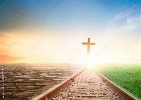 Jesus Cross Concept: way walking towards a cross Stock Photo | Adobe Stock