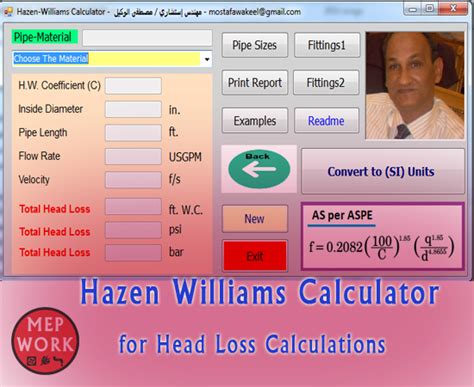 Hazen–Williams Calculator for Head Loss Calculations