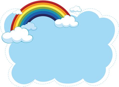 Frame Design With Colorful Rainbow In The Sky Background Stock ...