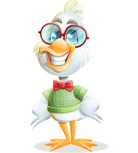 Smart White Duck Cartoon Vector Character Vector Cartoon Character ...