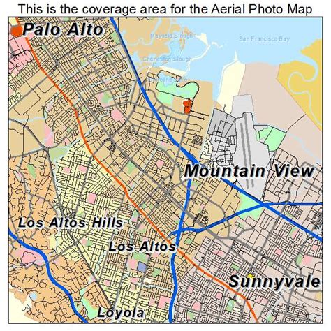 Aerial Photography Map of Mountain View, CA California