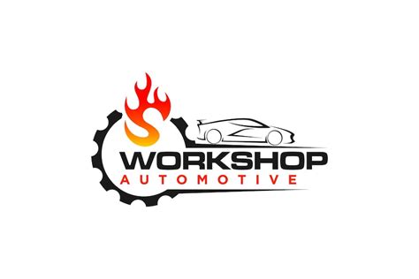 Premium Vector | Automotive workshop car garage logo design with fire ...