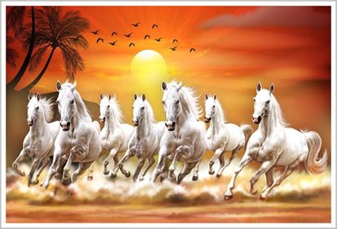 Lucky Seven Horses Running Vastu Paper Poster Paper Print - Animals ...