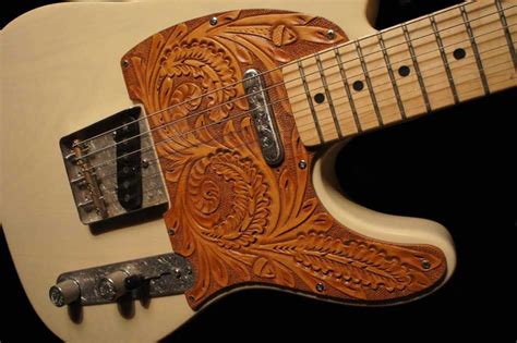 Embossed leather pickguard for Telecaster Hand Tooled Leather, Leather ...