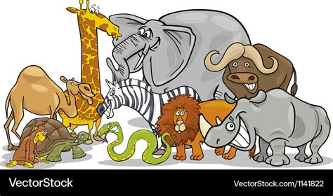 African safari wild animals cartoon Royalty Free Vector