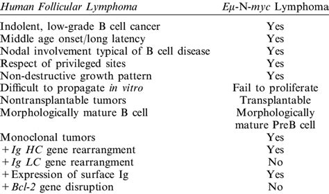 Comparison of human and murine indolent lymphomas | Download Table