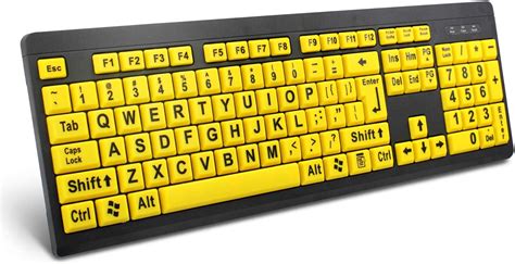 BOOGIIO Large Print Computer Keyboard, Wired USB High Contrast Keyboard ...