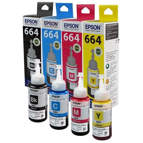 Epson Ink bottle set of 4 (T6641-B,T6642-C,T6643-M,T6644-Y) 70 Ml Each ...