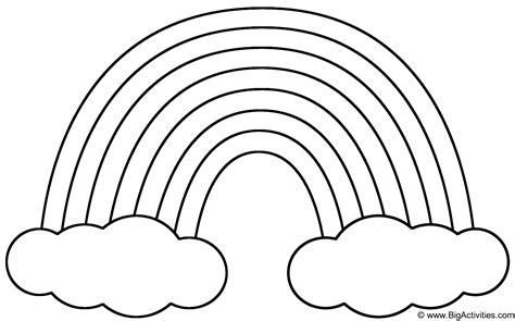 Rainbow with Clouds - Coloring Page (Nature)