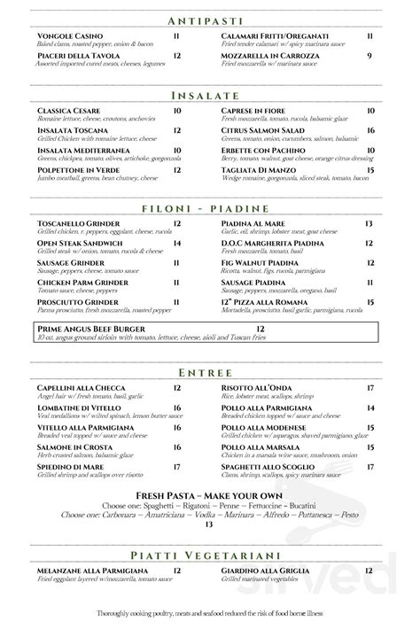 Menu for Casa Mia On The Green in Rocky Hill, CT | Sirved