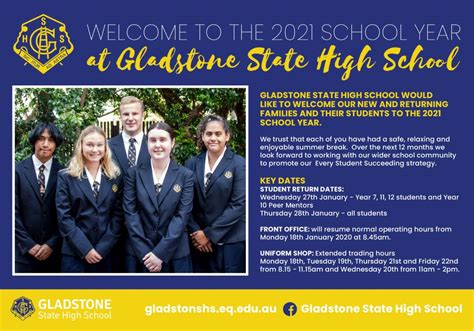 Welcome to the 2021 school year at Gladstone State High School ...