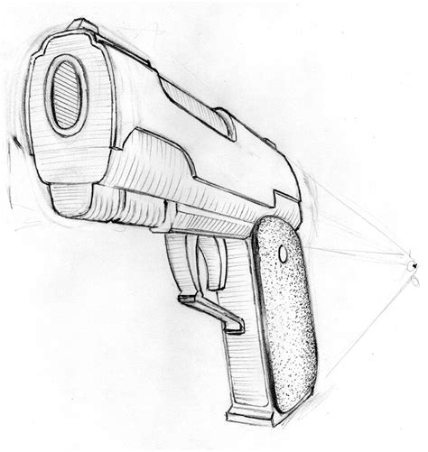 How to Draw 3D Guns (Pistol), 1 Point Perspective - Ashcan Comics Pub ...