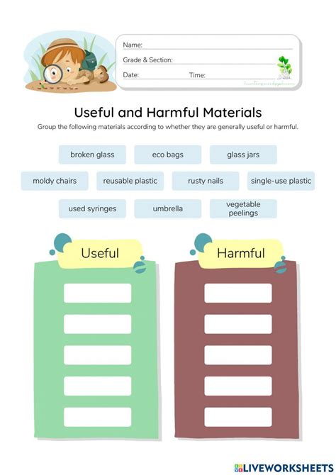 Useful And Harmful Materials Worksheet Interactive , 51% OFF