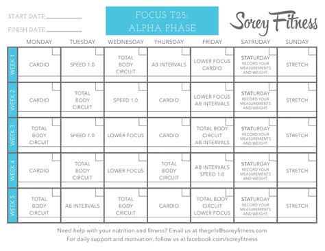 Focus T25 Printable Calendar - 2024 CALENDAR PRINTABLE