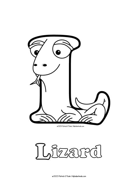 Free Lizard Coloring Page | Alphabetimals