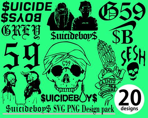 SuicideBoys SVG 20 PNG Design Pack Pouya Ghostmane Bones | Etsy