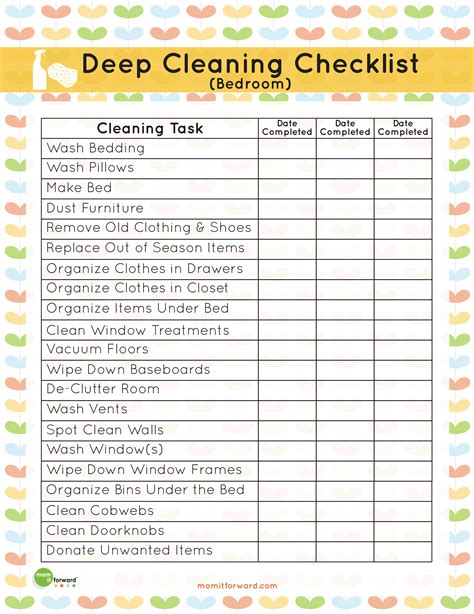 Printable: Deep Cleaning Bedroom Checklist - Mom it Forward