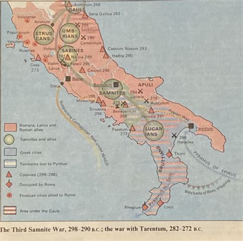 Third Samnite War of 298 - 290 BC and the Tarentum War of 282 - 272 BC ...