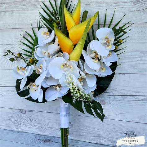 Orchid Bouquet Tropical Bouquet Beach Wedding Bouquet - Etsy